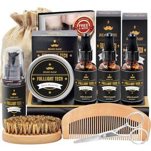 Beard Kit for Men Grooming &Care W/Beard Wash/Shampoo,3Packs BeardOil,Beard Balm